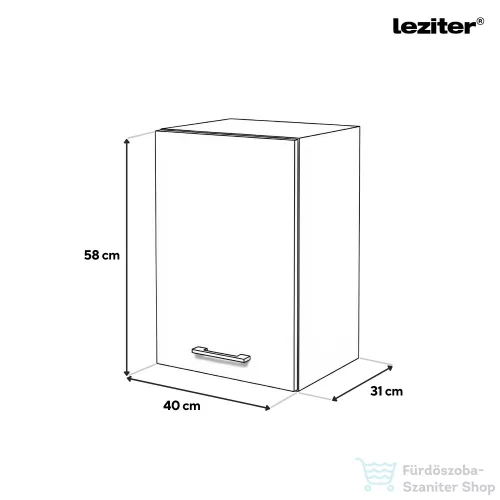 Leziter Praktik 40 felső szekrény 1 ajtós, fehér-sonoma tölgy PR40F1AFHST