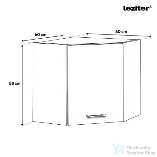 Leziter Praktik 60 felső sarok szekrény 1 ajtós, fehér-sonoma tölgy PR60F1ASFHST