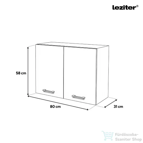 Leziter Praktik 80 felső szekrény 2 ajtós, fehér-fehér PR80F2AFHFH