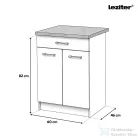 Leziter Praktik 60 alsó szekrény 2 ajtós 1 fiókos, fehér-antracit PR90A2A1FFHAN