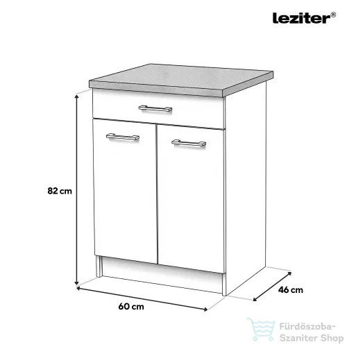 Leziter Praktik 60 alsó szekrény 2 ajtós 1 fiókos, fehér-fehér PR90A2A1FFHFH