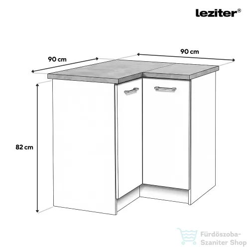 Leziter Praktik 90 alsó sarok szekrény 2 ajtós, fehér-fehér PR90A2ASFHFH
