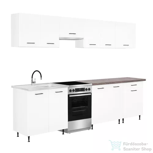 Leziter Primo 280 konyhabútor fehér, rauna szil munkalappal PRK280RSZ