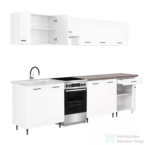 Leziter Primo 280 konyhabútor fehér, rauna szil munkalappal PRK280RSZ