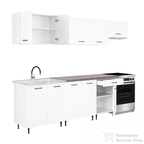 Leziter Primo 280 konyhabútor fehér, rauna szil munkalappal PRK280RSZ