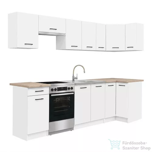 Leziter Praktik 270 sarok konyhabútor fehér korpusz, fehér front PRS270FHFH