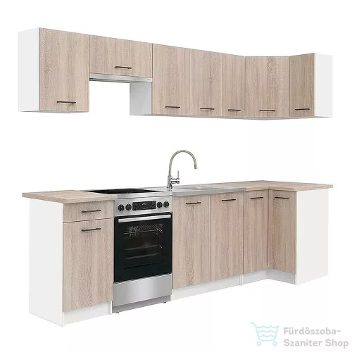 Leziter Praktik 270 sarok konyhabútor fehér korpusz, sonoma tölgy front PRS270FHST