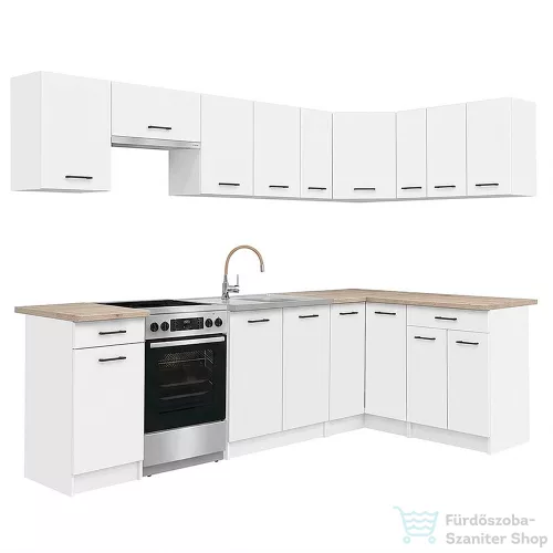 Leziter Praktik 330 sarok konyhabútor fehér korpusz, fehér front PRS330FHFH