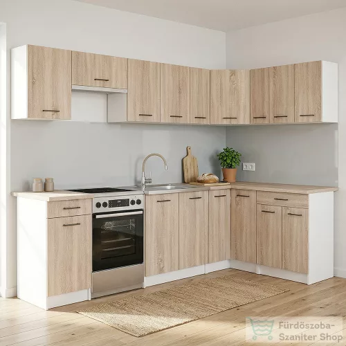 Leziter Praktik 330 sarok konyhabútor fehér korpusz, sonoma tölgy front PRS330FHST