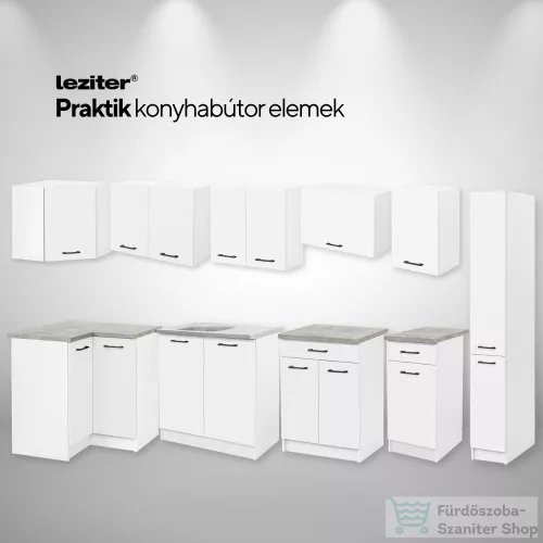 Leziter Praktik 360 sarok konyhabútor fehér korpusz, fehér front PRS360FHFH