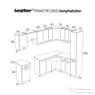 Leziter Praktik 360 sarok konyhabútor fehér korpusz, sonoma tölgy front PRS360FHST