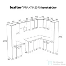 Leziter Praktik 390 sarok konyhabútor fehér korpusz, antracit front PRS390FHAN