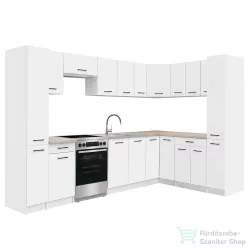   Leziter Praktik 390 sarok konyhabútor fehér korpusz, fehér front PRS390FHFH