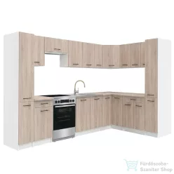   Leziter Praktik 390 sarok konyhabútor fehér korpusz, sonoma tölgy front PRS390FHST