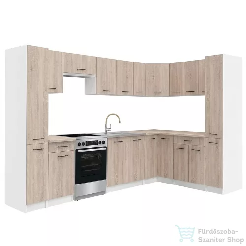 Leziter Praktik 390 sarok konyhabútor fehér korpusz, sonoma tölgy front PRS390FHST