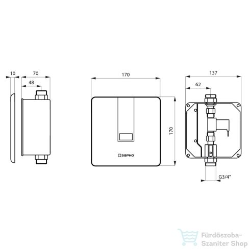 Sapho Szenzoros öblítő mecahnika piszoárhoz 9V (6F22) PS006