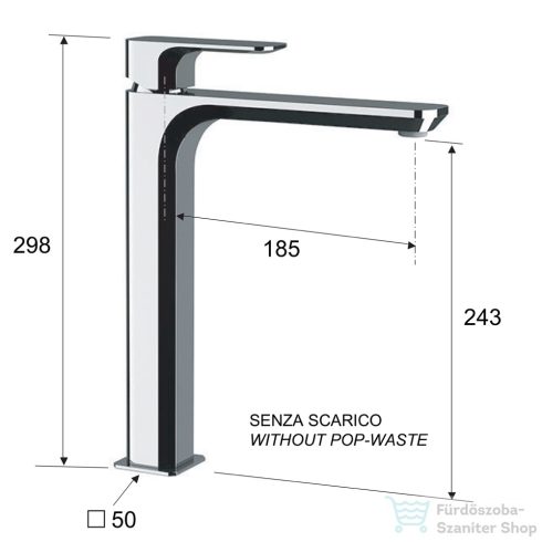 Sapho SPY magasított mosdócsaptelep, leeresztő nélkül króm PY07