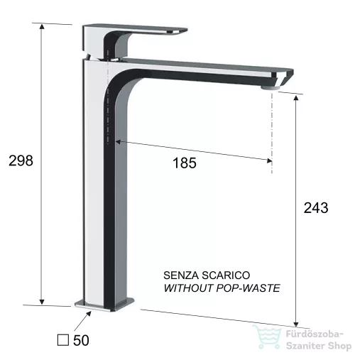 Sapho SPY magasított mosdócsaptelep, leeresztő nélkül króm PY07