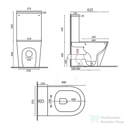 Leziter Paulo rimless WC kombi alsó/hátsó kifolyással Paco