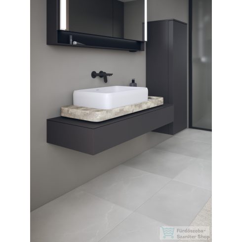 Duravit QATEGO 132x40x36 cm-es 1 ajtós félmagas szekrény fogantyú nélkül, balos, matt grafit QA1345L49490000