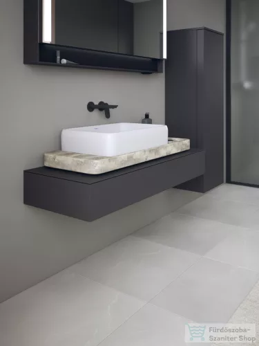 Duravit QATEGO 132x40x36 cm-es 1 ajtós félmagas szekrény fogantyú nélkül, balos, matt grafit QA1345L49490000