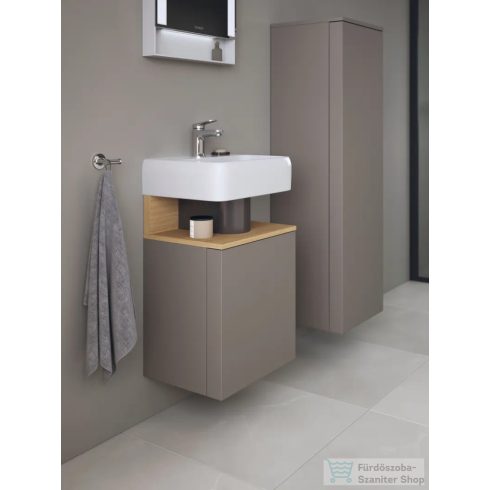 Duravit QATEGO 132x40x36 cm-es 1 ajtós félmagas szekrény fogantyú nélkül, jobbos, matt bazalt QA1345R43430000
