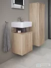 Duravit QATEGO 132x40x36 cm-es 1 ajtós félmagas szekrény fogantyú nélkül, jobbos, márványos tölgy QA1345R55550000