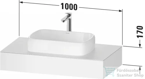 Duravit QATEGO 100x55 cm-es mosdópult, 1 mosdó kivágással, mosdó és csaptelep nélkül, fényes fehér QA4801022220000