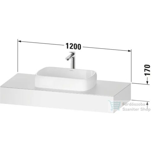 Duravit QATEGA 120x55 cm-es mosdópult, 1 mosdó kivágással, mosdó és csaptelep nélkül, szupermatt fehér QA4802084840000