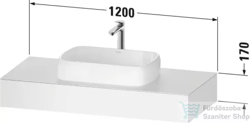 Duravit QATEGO 120x55 cm-es mosdópult, 1 mosdó kivágással, mosdó és csaptelep nélkül, szupermatt fehér QA4802084840000