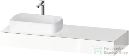 Duravit QATEGO 140x55 cm-es mosdópult, 1 bal oldali mosdó kivágással, mosdó és csaptelep nélkül, fényes fehér QA4803022220000