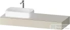 Duravit QATEGO 140x55 cm-es mosdópult, 1 bal oldali mosdó kivágással, mosdó és csaptelep nélkül, szupermatt taupe QA4803083830000