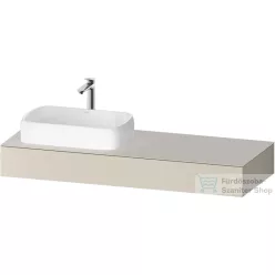   Duravit QATEGO 140x55 cm-es mosdópult, 1 bal oldali mosdó kivágással, mosdó és csaptelep nélkül, szupermatt taupe QA4803083830000