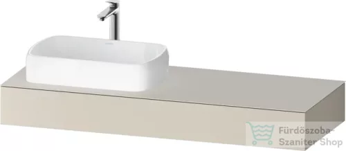 Duravit QATEGO 140x55 cm-es mosdópult, 1 bal oldali mosdó kivágással, mosdó és csaptelep nélkül, szupermatt taupe QA4803083830000