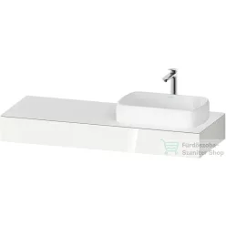   Duravit QATEGO 140x55 cm-es mosdópult, 1 jobb oldali mosdó kivágással, mosdó és csaptelep nélkül, fényes fehér QA4804022220000