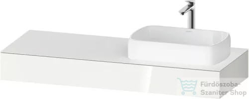 Duravit QATEGO 140x55 cm-es mosdópult, 1 jobb oldali mosdó kivágással, mosdó és csaptelep nélkül, fényes fehér QA4804022220000