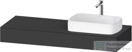 Duravit QATEGO 140x55 cm-es mosdópult, 1 jobb oldali mosdó kivágással, mosdó és csaptelep nélkül, matt grafit QA4804049490000