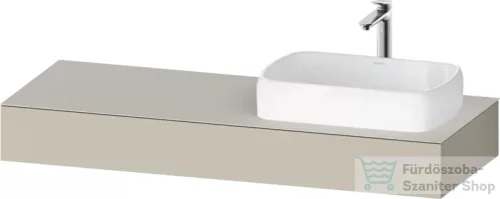Duravit QATEGO 140x55 cm-es mosdópult, 1 jobb oldali mosdó kivágással, mosdó és csaptelep nélkül, szupermatt taupe QA4804083830000