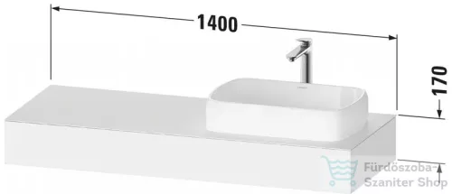 Duravit QATEGO 140x55 cm-es mosdópult, 1 jobb oldali mosdó kivágással, mosdó és csaptelep nélkül, matt taupe QA4804091910000