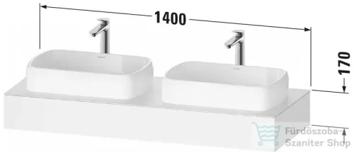 Duravit QATEGO 140x55 cm-es mosdópult, 2 db mosdó kivágással, mosdó és csaptelep nélkül, matt fehér QA4805018180000