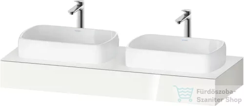 Duravit QATEGO 140x55 cm-es mosdópult, 2 db mosdó kivágással, mosdó és csaptelep nélkül, fényes fehér QA4805022220000