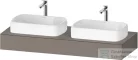 Duravit QATEGO 140x55 cm-es mosdópult, 2 db mosdó kivágással, mosdó és csaptelep nélkül, matt bazalt QA480504343000
