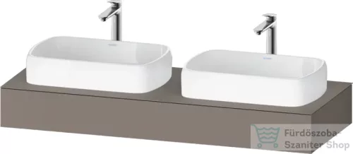 Duravit QATEGO 140x55 cm-es mosdópult, 2 db mosdó kivágással, mosdó és csaptelep nélkül, matt bazalt QA480504343000