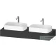 Duravit QATEGO 140x55 cm-es mosdópult, 2 db mosdó kivágással, mosdó és csaptelep nélkül, matt grafit QA4805049490000