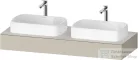 Duravit QATEGO 140x55 cm-es mosdópult, 2 db mosdó kivágással, mosdó és csaptelep nélkül, szupermatt taupe QA4805083830000