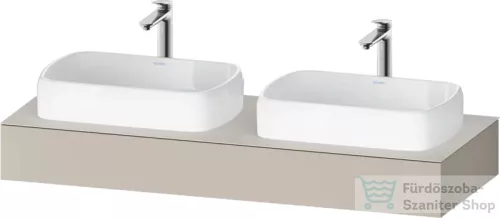 Duravit QATEGO 140x55 cm-es mosdópult, 2 db mosdó kivágással, mosdó és csaptelep nélkül, matt taupe QA4805091910000