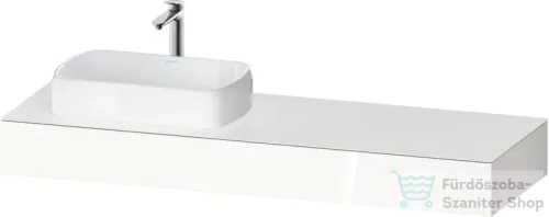 Duravit QATEGO 160x55 cm-es mosdópult, 1 bal oldali mosdó kivágással, mosdó és csaptelep nélkül, fényes fehér QA4806022220000