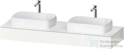Duravit QATEGO 160x55 cm-es mosdópult, 2 db mosdó kivágással, mosdó és csaptelep nélkül, fényes fehér QA4808022220000