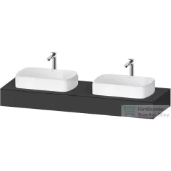   Duravit QATEGO 160x55 cm-es mosdópult, 2 db mosdó kivágással, mosdó és csaptelep nélkül, matt grafit QA4808049490000