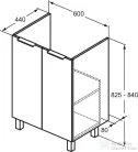 Ideal Standard EUROVIT+ 60x44 cm-es 2 ajtós álló szekrény mosdó nélkül,Fényes fehér R0258WG